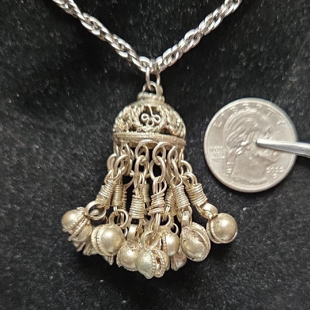 Silver Tassel Pendant Necklace - Picture 2 of 3